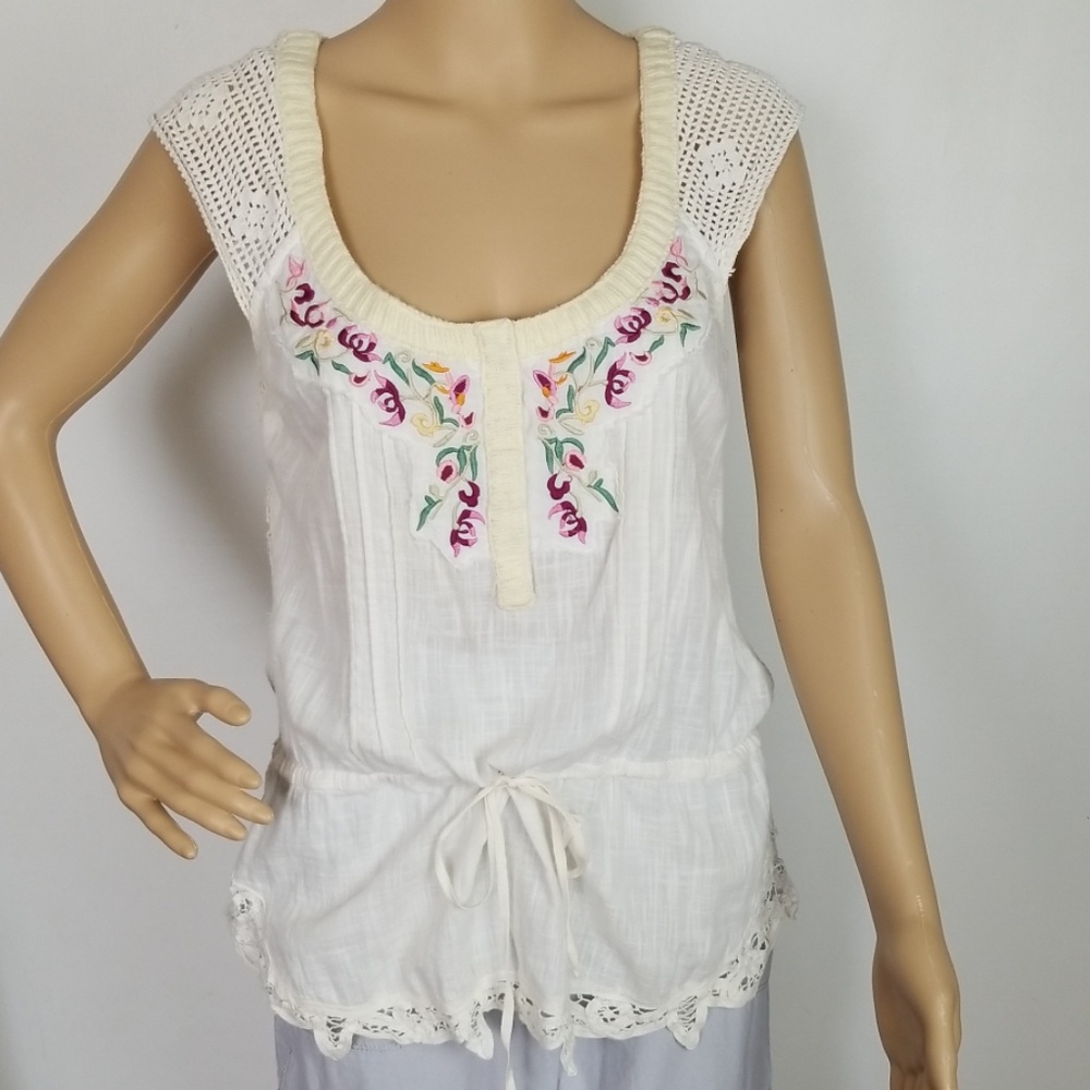Free People embroidered on sleeveless top